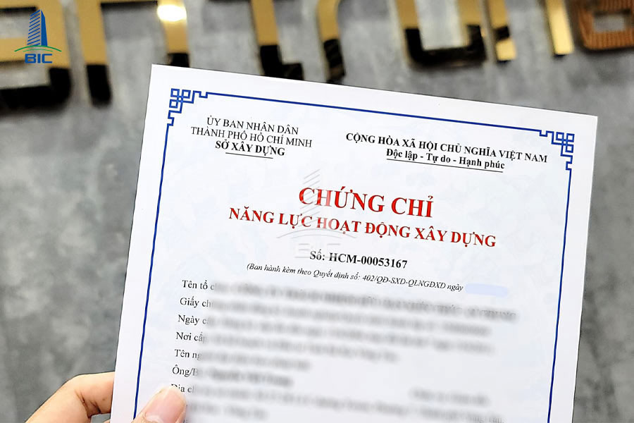 chứng chỉ năng lực công ty xây dựng